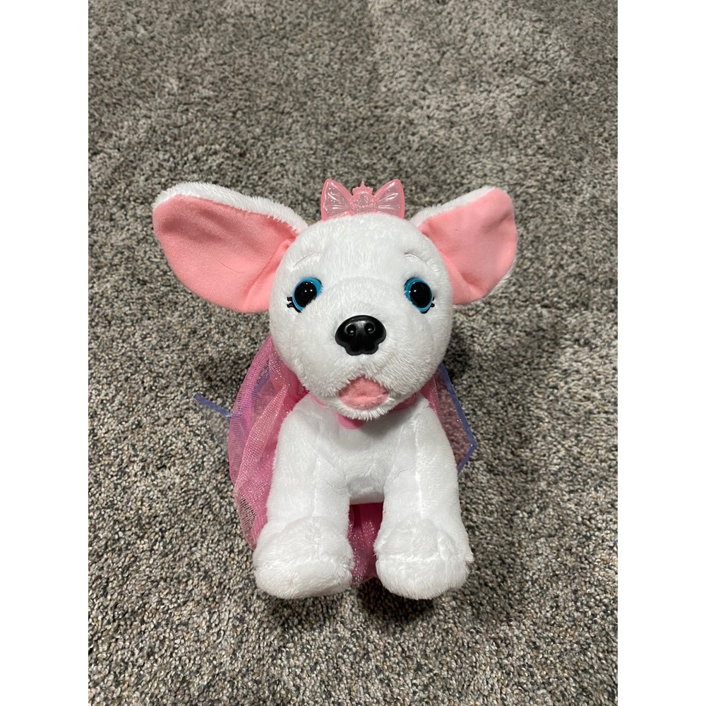 Disney Jakks Pacific White Puppy Dog Plush Pink Ballerina Tutu Tiara
